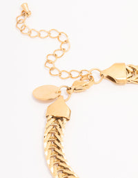 Gold Plated Flat Weave Chain Bracelet - link has visual effect only