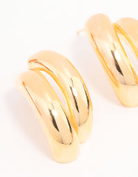 Gold Plated Double Curved Stud Earrings - link has visual effect only