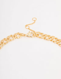 Gold Plated Flat Double Link Necklace - link has visual effect only