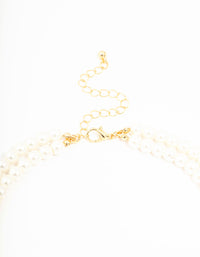 Real Gold Plated Layered Freshwater Pearl Strand Bow Necklace - link has visual effect only