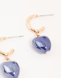 Gold Mini Blue Heart Drop Earrings 2-Pack - link has visual effect only