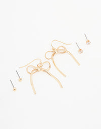 Gold Bow Earrings 3-Pack - link has visual effect only