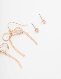 Gold Bow Earrings 3-Pack - link has visual effect only