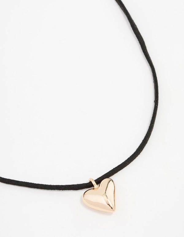 Gold Heart Cord Necklace