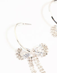 Diamante Bow Hoop Silver Earrings - link has visual effect only