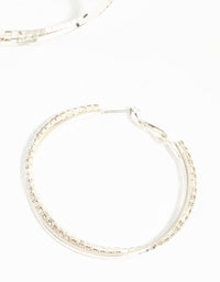 Silver Smooth Cup Chain Diamante Hoop Earrings - link has visual effect only