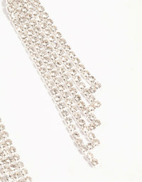 Twisted Diamante Cup Chain Drop Silver Earrings - link has visual effect only