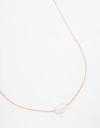 Rose Gold Freshwater Pearl Pendant Necklace - link has visual effect only