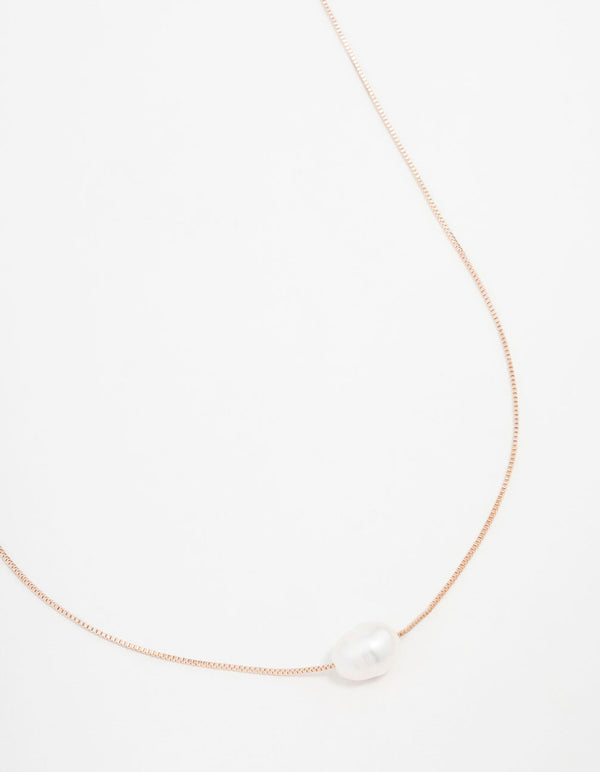 Rose Gold Freshwater Pearl Pendant Necklace