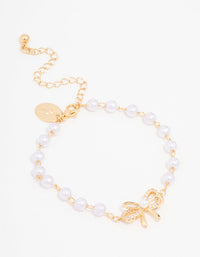 Gold Station Pearl Double Bracelet - link has visual effect only