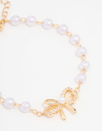 Gold Station Pearl Double Bracelet - link has visual effect only