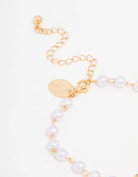 Gold Station Pearl Double Bracelet - link has visual effect only