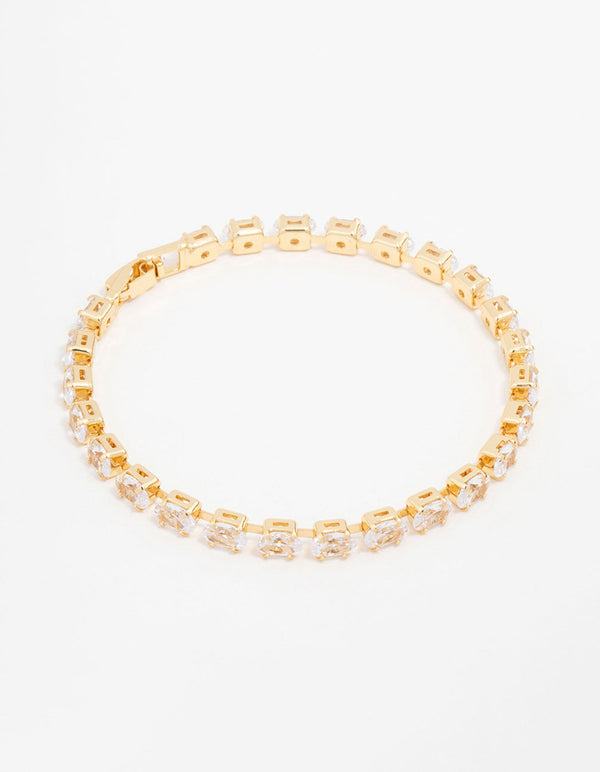 Gold Plated Oval Cut Cubic Zirconia Bracelet