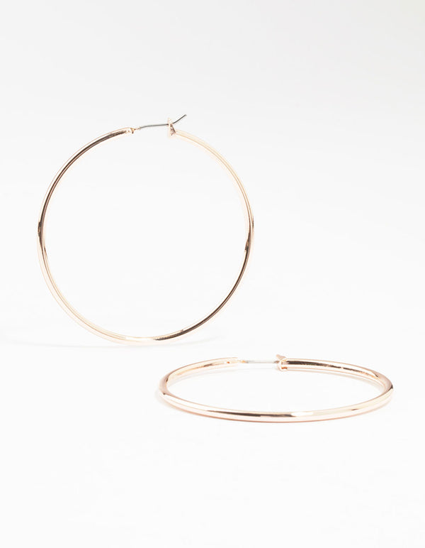 Rose Gold Plated Thin Large Hoop Earrings