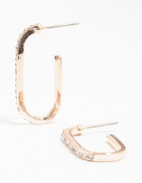 Rose Gold Cubic Zirconia Long Oval Hoop Earrings - link has visual effect only