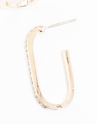 Rose Gold Cubic Zirconia Long Oval Hoop Earrings - link has visual effect only