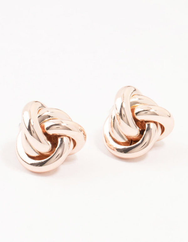 Rose Gold Classic Knotted Stud Earrings