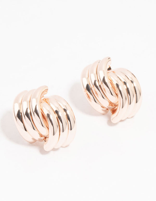 Rose Gold Plated Knotted Stud Earrings