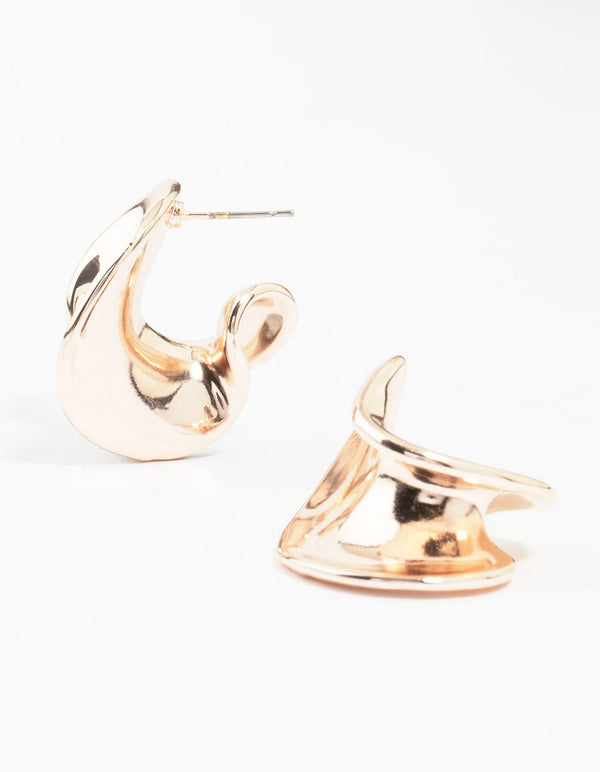 Rose Gold Plated Wave Stud Earrings