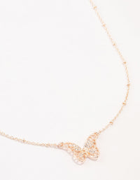 Rose Gold Plated Diamante Filigree Butterfly Necklace - link has visual effect only