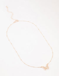 Rose Gold Plated Diamante Filigree Butterfly Necklace - link has visual effect only