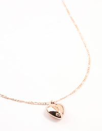 Rose Gold Plated Puffy Heart Figaro Necklace - link has visual effect only