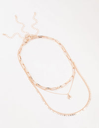 Rose Gold Plated  Jingle Multirow Necklace - link has visual effect only