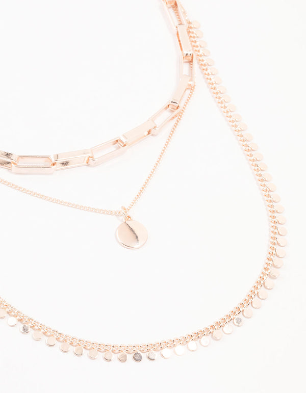 Rose Gold Plated  Jingle Multirow Necklace