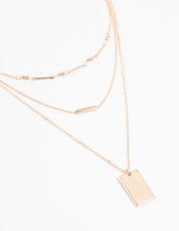 Rose Gold Dainty Rectangle Layered Necklace - link has visual effect only