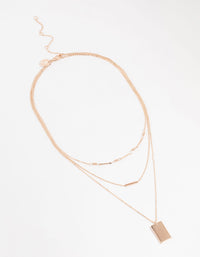 Rose Gold Dainty Rectangle Layered Necklace - link has visual effect only