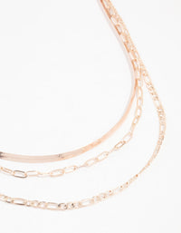 Rose Gold Mixed Chain Necklaces 3-Pack - link has visual effect only