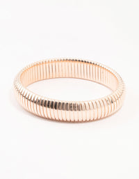 Rose Gold Plated Wide Ribbed Stretch Bracelet - link has visual effect only