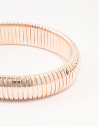 Rose Gold Plated Wide Ribbed Stretch Bracelet - link has visual effect only