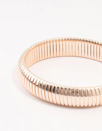 Rose Gold Plated Wide Ribbed Stretch Bracelet - link has visual effect only