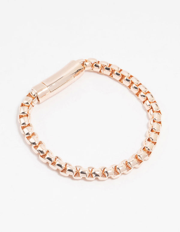 Rose Gold Plated Round Chain Clasp Bracelet