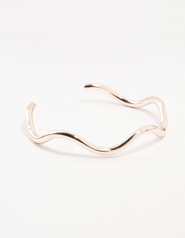 Rose Gold Plated Wavy Wrist Cuff