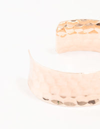 Rose Gold Plated Wide Hammered Wrist Cuff - link has visual effect only