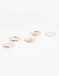 Rose Gold Plated Textured Metal Rings 5-Pack - link has visual effect only