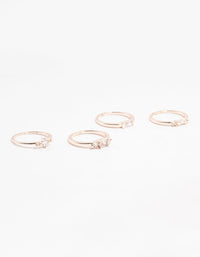 Rose Gold Plated Mixed Shape Cubic Zirconia Ring Pack - link has visual effect only