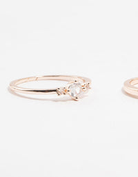 Rose Gold Plated Mixed Shape Cubic Zirconia Ring Pack - link has visual effect only