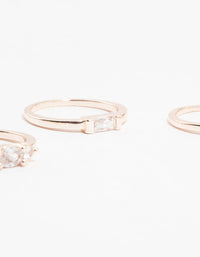 Rose Gold Plated Mixed Shape Cubic Zirconia Ring Pack - link has visual effect only