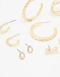 Gold Diamante Mixed Earrings 6-Pack - link has visual effect only