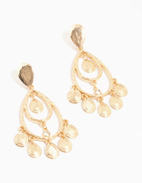 Gold Multiple Patterned Discs Drop Earrings - link has visual effect only