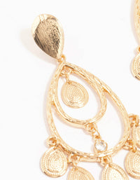 Gold Multiple Patterned Discs Drop Earrings - link has visual effect only