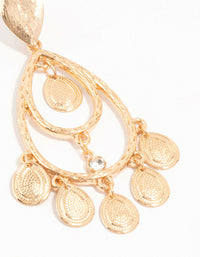 Gold Multiple Patterned Discs Drop Earrings - link has visual effect only