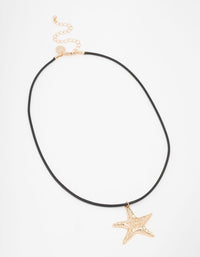 Gold Molten Starfish Cord Necklace - link has visual effect only