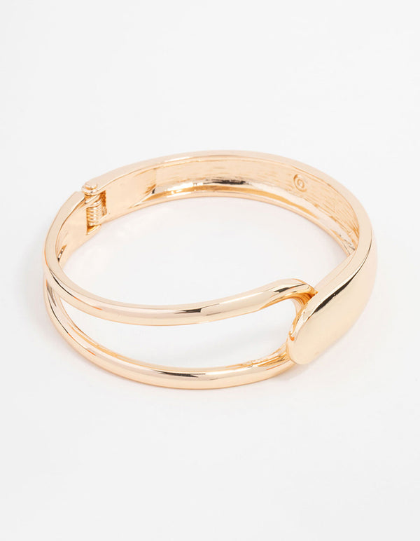 Gold Solid & Cage Wrist Cuff