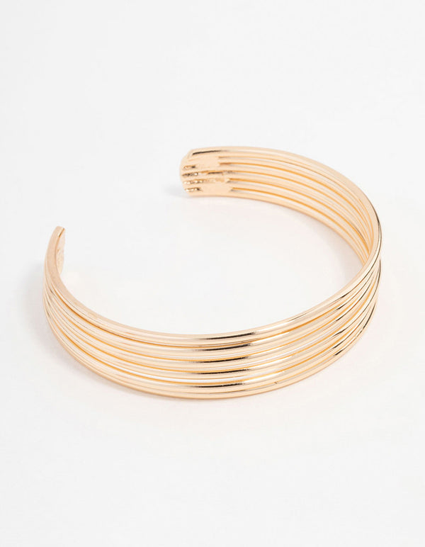 Gold Wire Ribbed Wrist Cuff