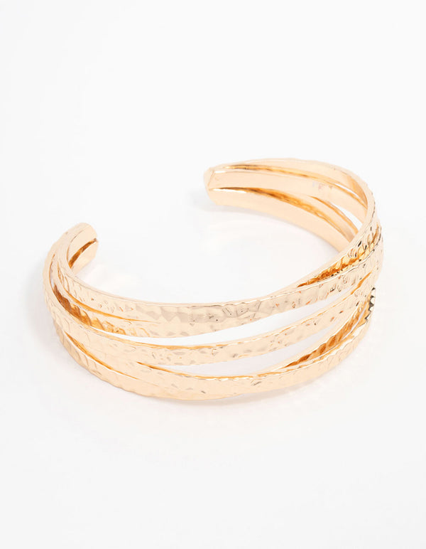 Gold Molten Stacking Wrist Cuff