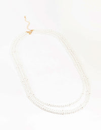 Beaded Alternating Pearl Metal Gold Necklace - link has visual effect only